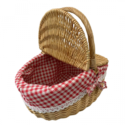 Oval Outdoor Woven Picnic Basket with Handles (B)