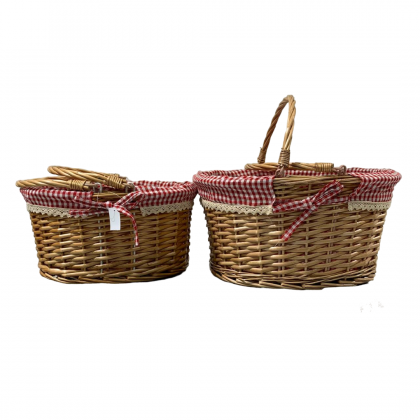 Oval Outdoor Woven Picnic Basket with Handles (A)